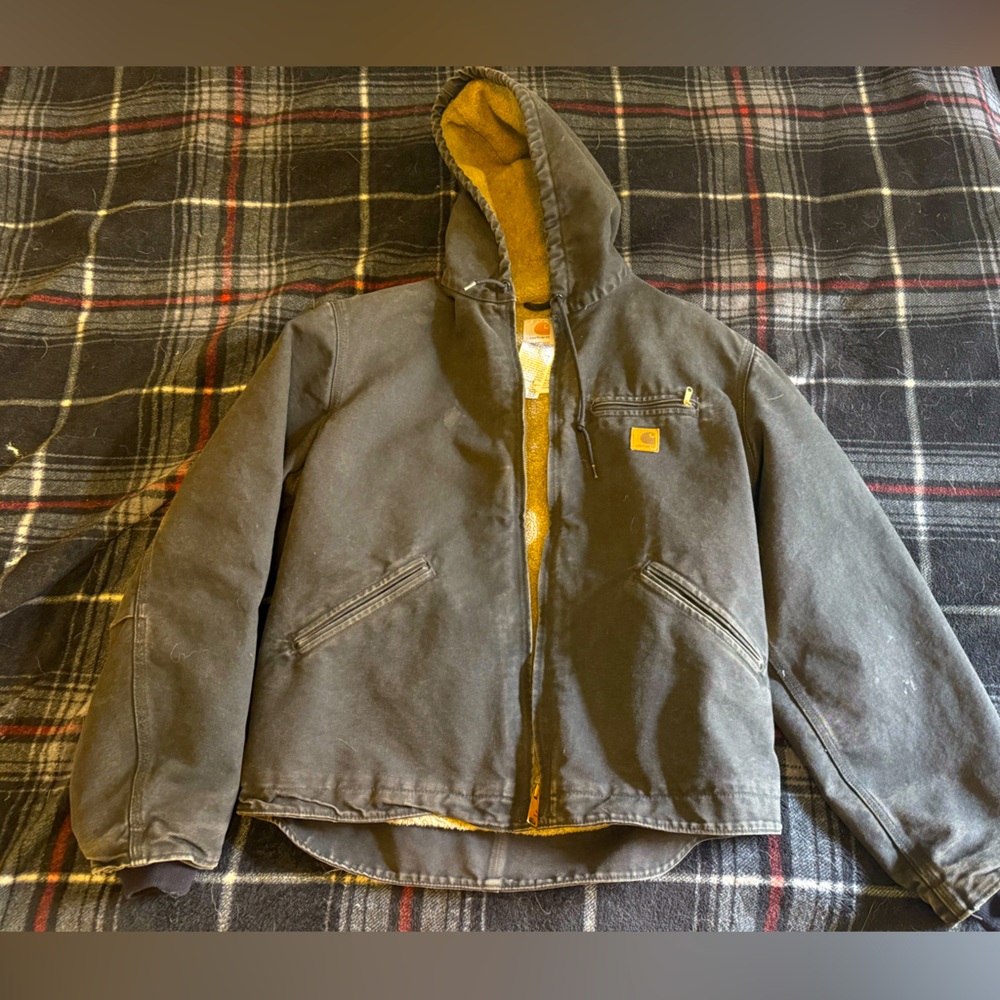 Black men’s Carharrt size L full zip hoodie with shearling lining